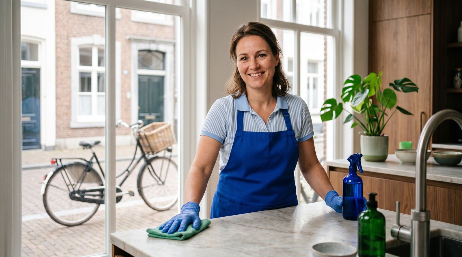 Schoonmaker van Elizabet M aan het werk in een Maastrichtse woning