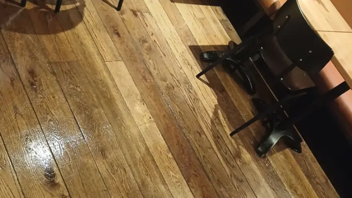 An oak floor in the evening light